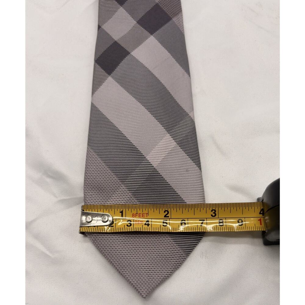 Burberry London Mens 100% Silk Tie Purple Gray Made in Italy - Picture 4 of 8